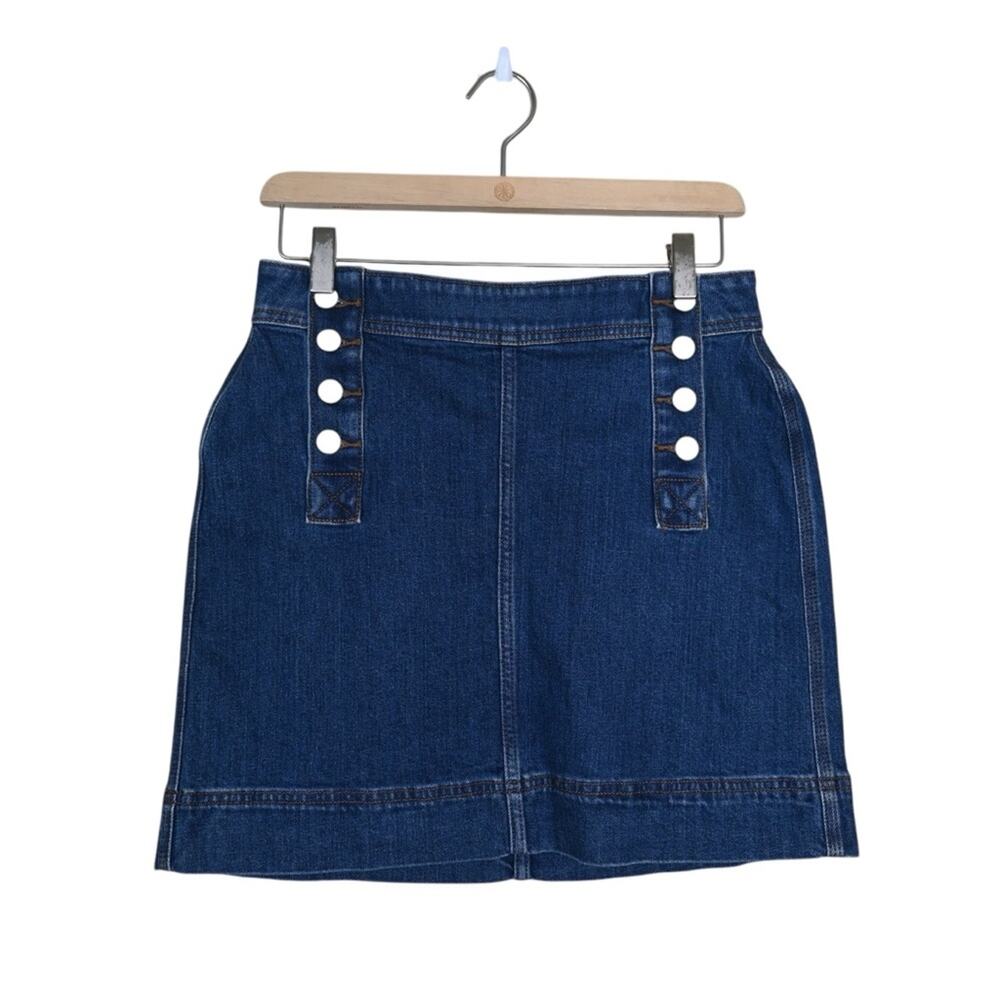LOFT Women's 2 Petite Denim Sailor Button Jean Mini Skirt